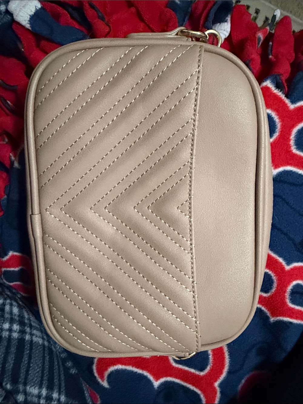 Neutral Quilted Crossbody Bag - Beige